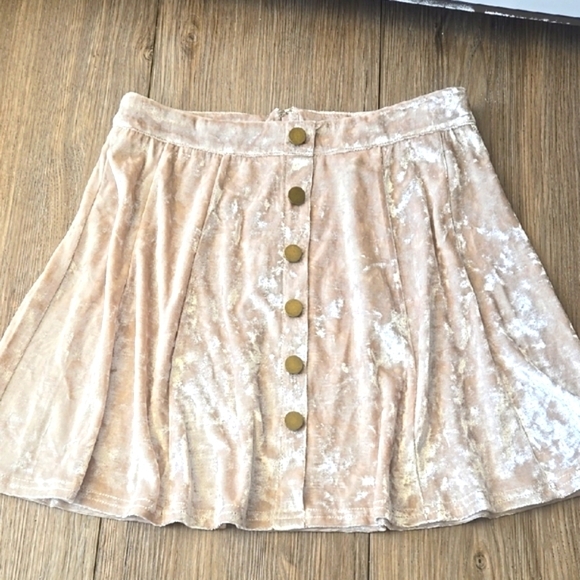 She + Sky Crushed Velvet Button Down Mini Skirt - Picture 1 of 5